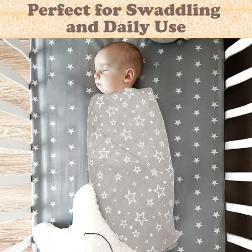 Bublo Baby Muslin Swaddle Blankets 3-Pack Grey 47x47 Inches