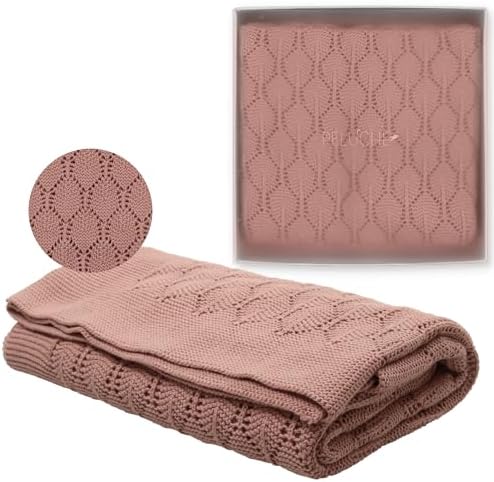 Chunky Pointelle Knit Baby Blanket - Mauve 29 x 36 1