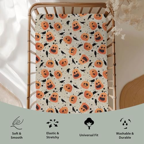 Halloween Pumpkin Crows Baby Crib Sheets 52x28
