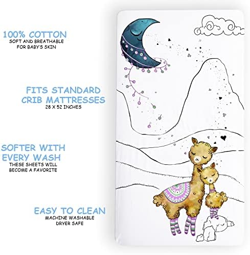 JumpOff Jo Fitted Crib Sheet - Llama and Mama