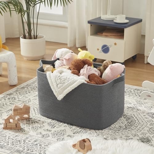 95L Extra Large Woven Storage Basket Grey