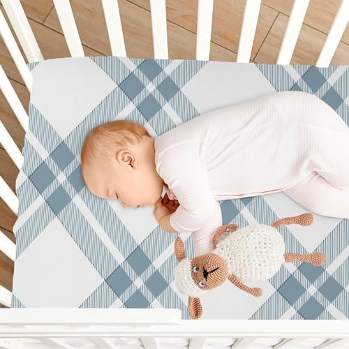 KICPOAY Plaid Crib Sheets for Baby Toddler