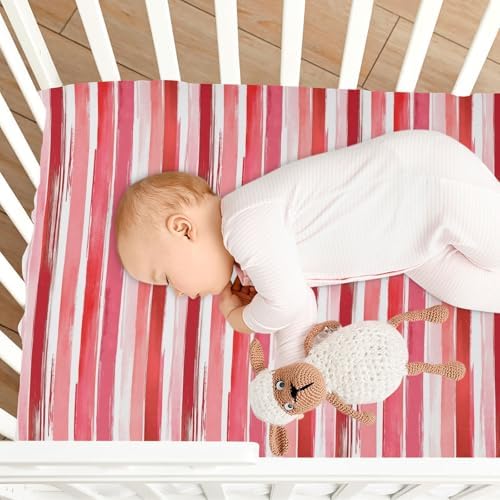 Gbjiemia Baby Crib Sheets Red Stripes for Boys Girls