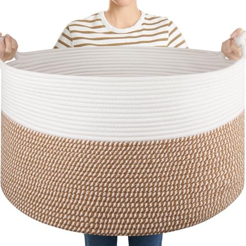 OIASKET XXL Woven Cotton Basket for Living Room Storage