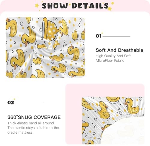 ALAZA Yellow Duck Crib Sheets for Girls and Boys
