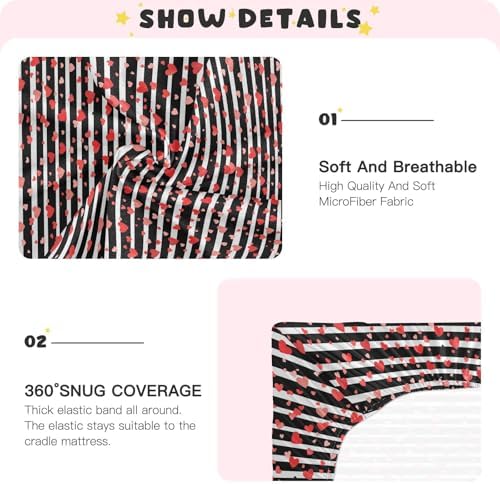 Gbjiemia Heart Striped Crib Sheets for Baby Boys and Girls