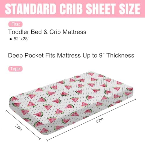 Watermelon Dots Crib Sheets 52x28 for Boy Girl