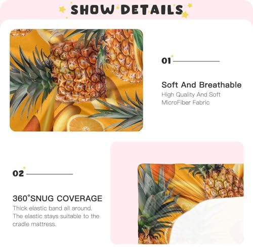 ALAZA Pineapple Orange Crib Sheets for Girls and Boys