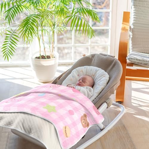 Custom Cute Pink Sweet Checker Heart Baby Blanket 30x40in