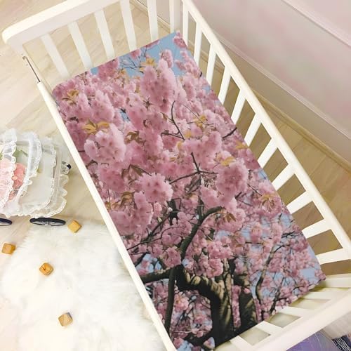 Wassud Cherry Blossom Crib Sheets Set for Boys Girls