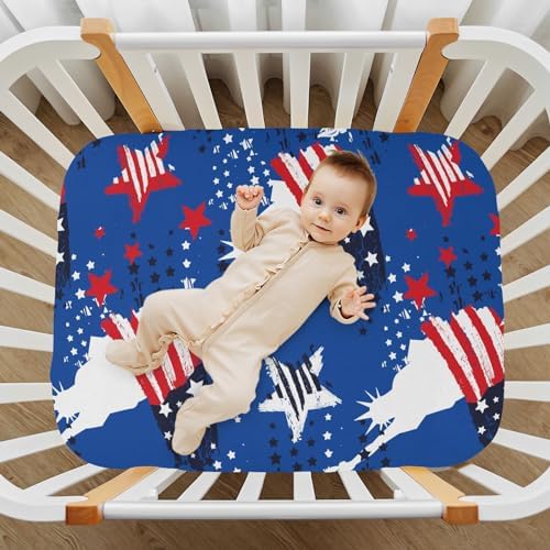 KICPOAY 4th of July Statue of Liberty Crib Sheets