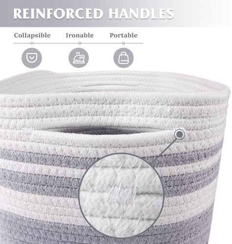 WISELIFE 3 Pack Storage Baskets Grey