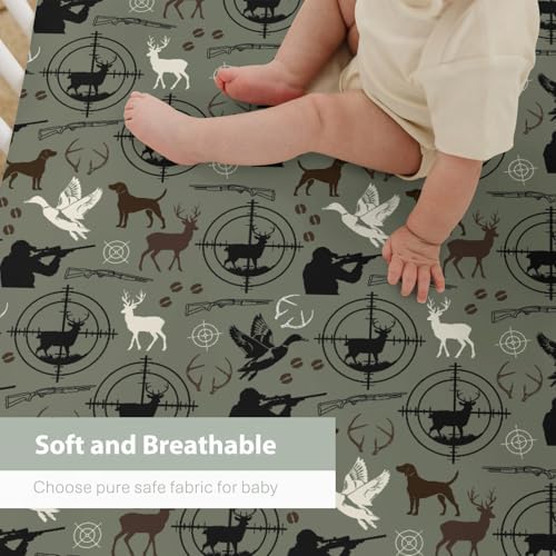 Hunting Deer Duck Baby Crib Sheets 52x28 Inch Fitted Mattress Cover
