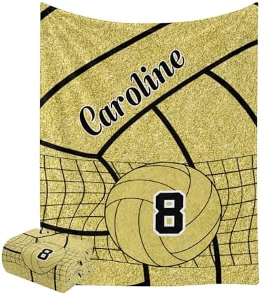 Personalized Gold Volleyball Baby Blanket with Name