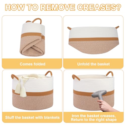 20x13 Woven Cotton Basket - Versatile Storage Decor WhiteBrown