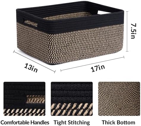 MiniArk 2 Pack Woven Brown Storage Baskets 17x13x75 Inch