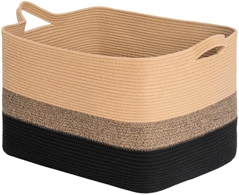 CLHMILYZ Square Cotton Rope Storage Basket - 22x17x138 Inches