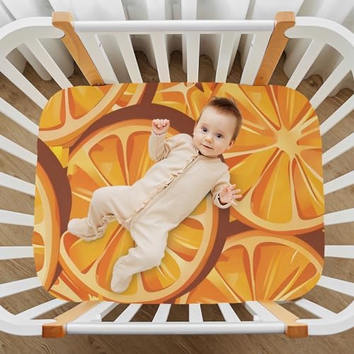 ALAZA Orange Lemon Yellow Crib Sheets for Girls and Boys