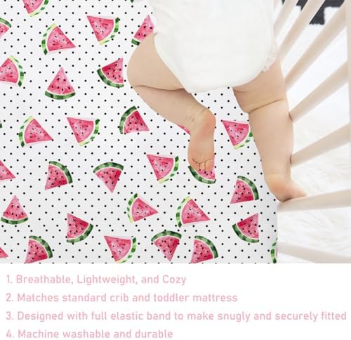 Watermelon Dots Crib Sheets 52x28 for Boy Girl
