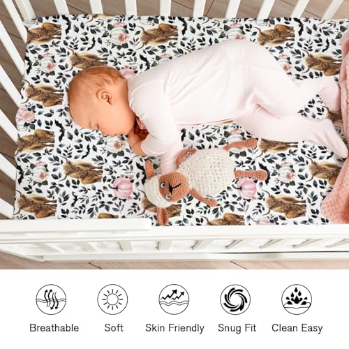 KASTLEE Fall Highland Cows Crib Sheets for Girl Boy