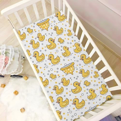 ALAZA Yellow Duck Crib Sheets for Girls and Boys