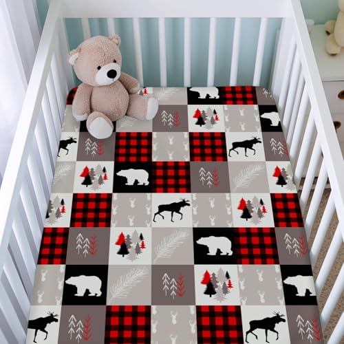 KASTLEE Christmas Animals Crib Sheet for Boy Girl 52x28