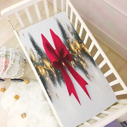 Wassud Christmas Garland Red Bow Crib Sheets Pack