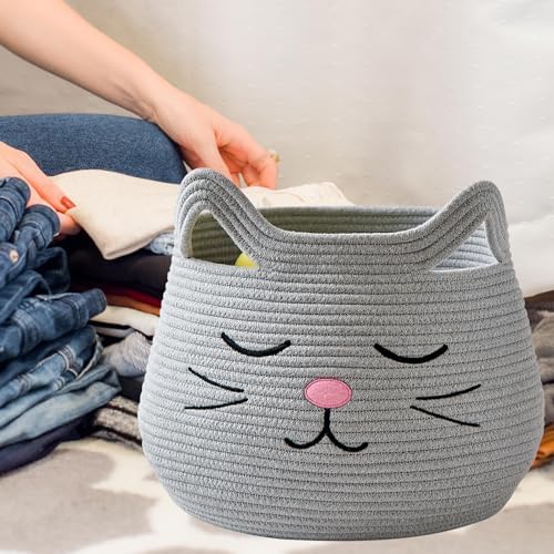 OMERAI Cotton Rope Animal Storage Basket with Handles