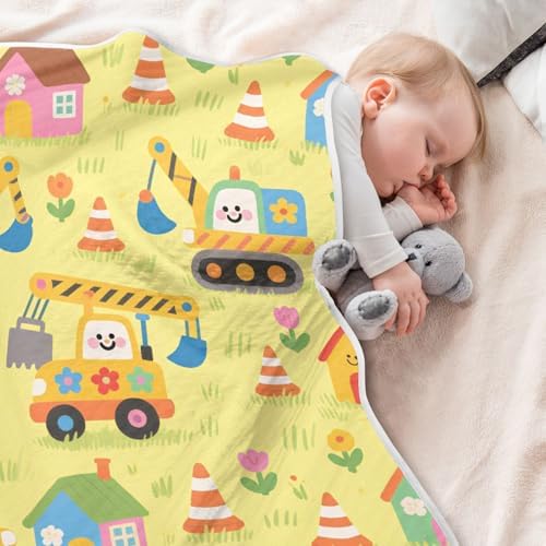Sanluoli Baby Boy Blanket Yellow Cartoon Car 30x40in