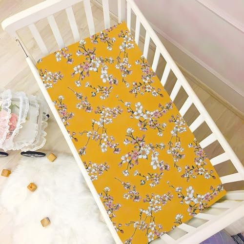Wassud Orange Floral Crib Sheets Pack