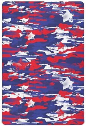 KICPOAY Fitted Crib Sheets Abstract July 4th American Stars Stretchy Playard Sheets