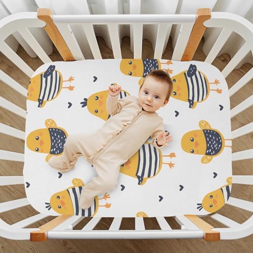ALAZA Seamless Pattern Chicken Crib Sheets for Newborns