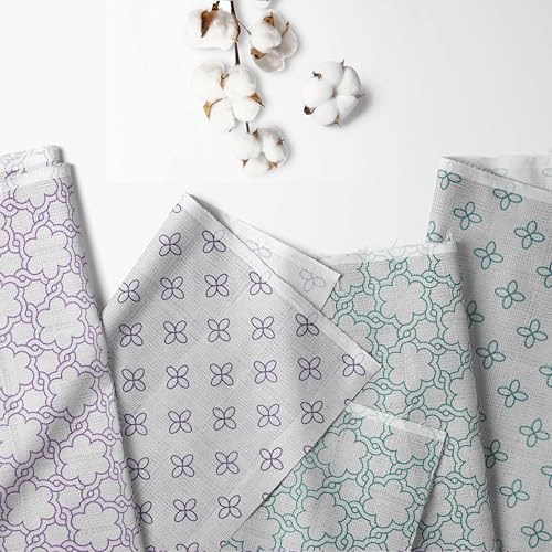 Bacati 4 Pack Swaddle Blankets - Soft Cotton Muslin for Baby Comfort