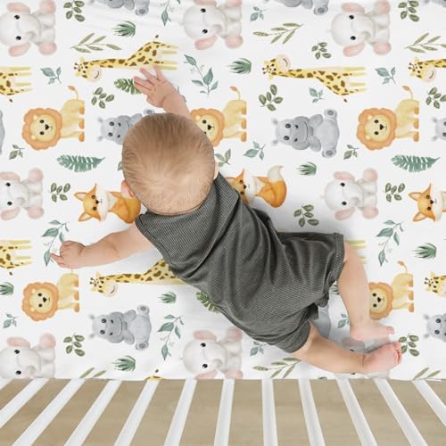 Safari Animals Crib Sheets for Boy Girl 28x52 Fitted