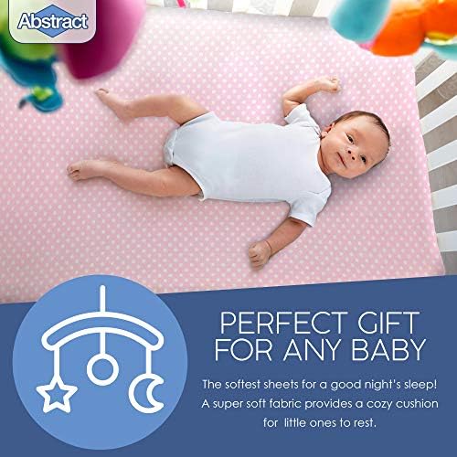 Abstract Mini Crib Cotton Sheets - 24x38 Pink Polka Dot