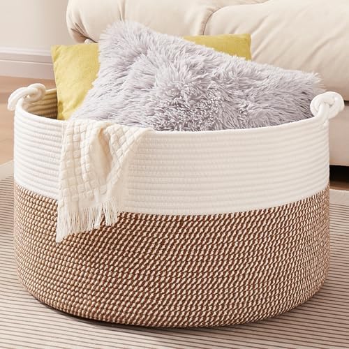 OIASKET XXL Woven Cotton Basket for Living Room Storage