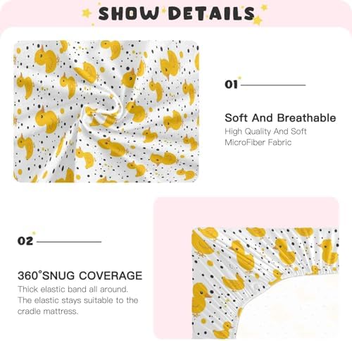 ALAZA Cute Yellow Duck Polka Dot Crib Sheets for Girls and Boys
