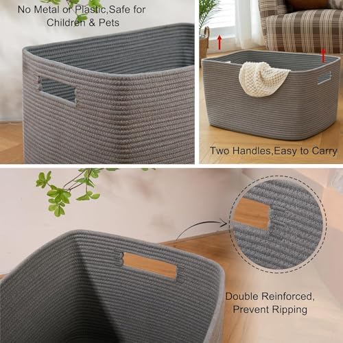 OIAHOMY XXLarge Rectangle Blanket Basket - 96L Dark Grey 1
