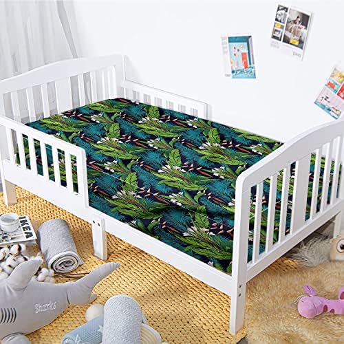 XISUNYA Leaf Crib Fitted Sheet Tropical Jungle Pattern