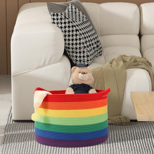 Eblog Large Woven Blanket Basket 20x13 Rainbow
