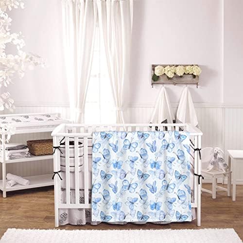 Watercolor Butterfly Light Blue Baby Blanket 30x40 Inch