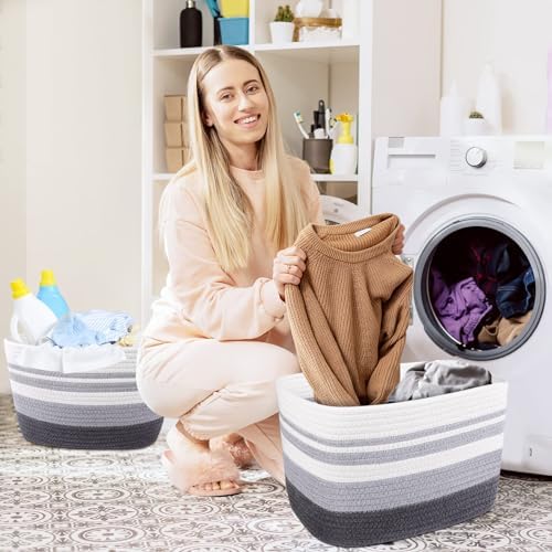 WISELIFE 3 Pack Storage Baskets Grey