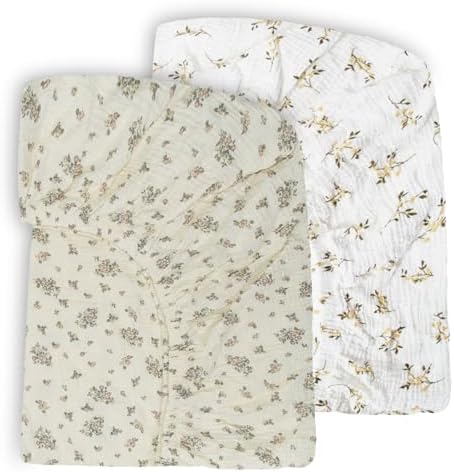 Dormlony Ultra Soft Flower Pattern Crib Sheets 2 Pack