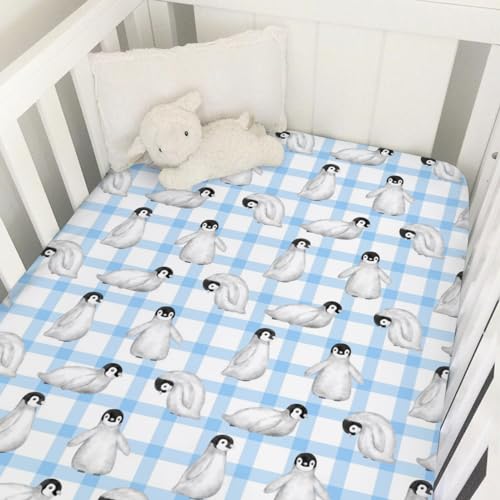 Watercolor Baby Penguins Crib Sheet 52x28