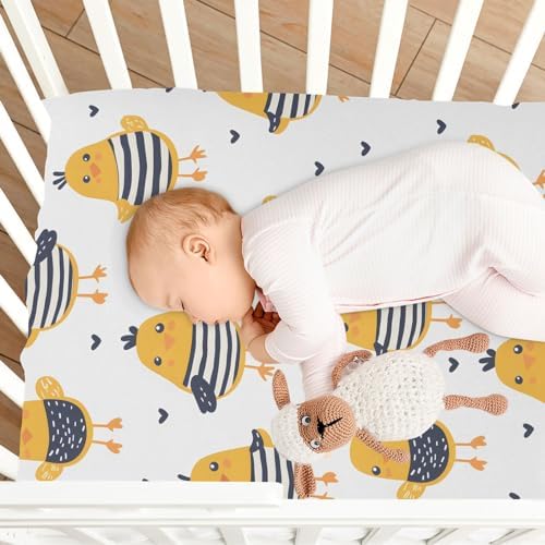 ALAZA Seamless Pattern Chicken Crib Sheets for Newborns