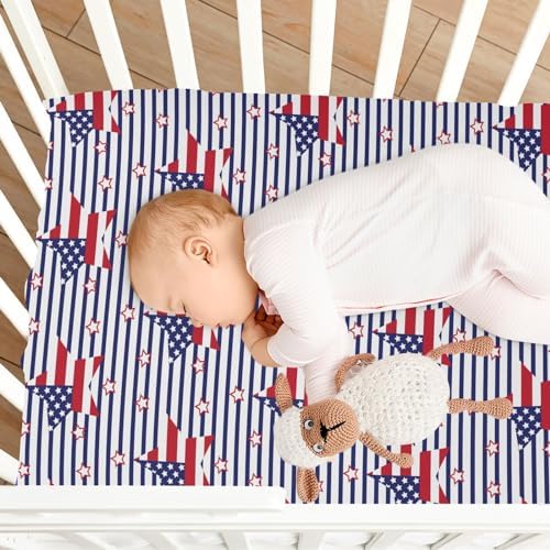 KICPOAY Fitted Crib Sheets with American Flag Pattern