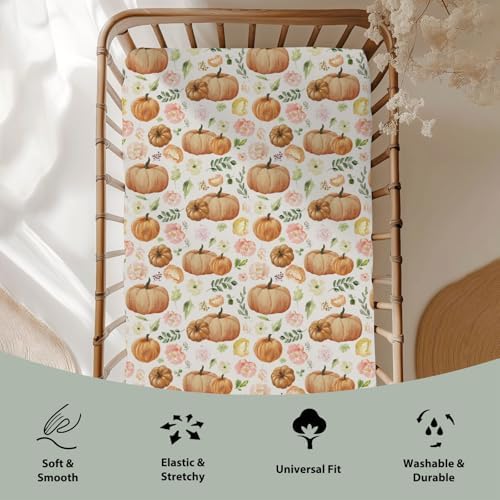 Soft Snug Fitted Crib Sheets with Pumpkin Design