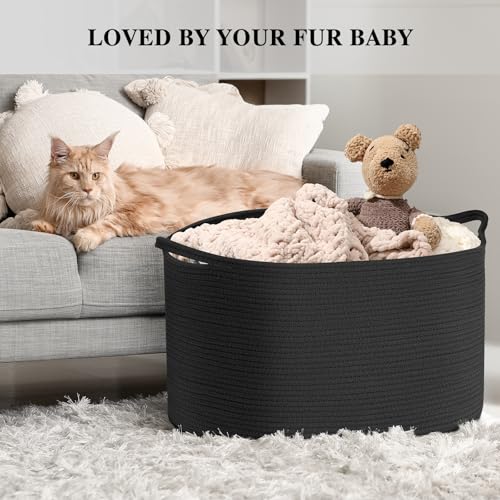 Maliton Woven Cotton Rope Basket 22x14 Black