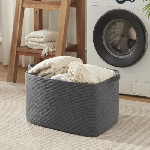 95L Extra Large Woven Storage Basket Grey