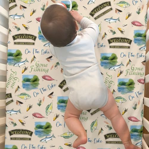 Fishing Lovers Baby Crib Sheets 52x28 Inch